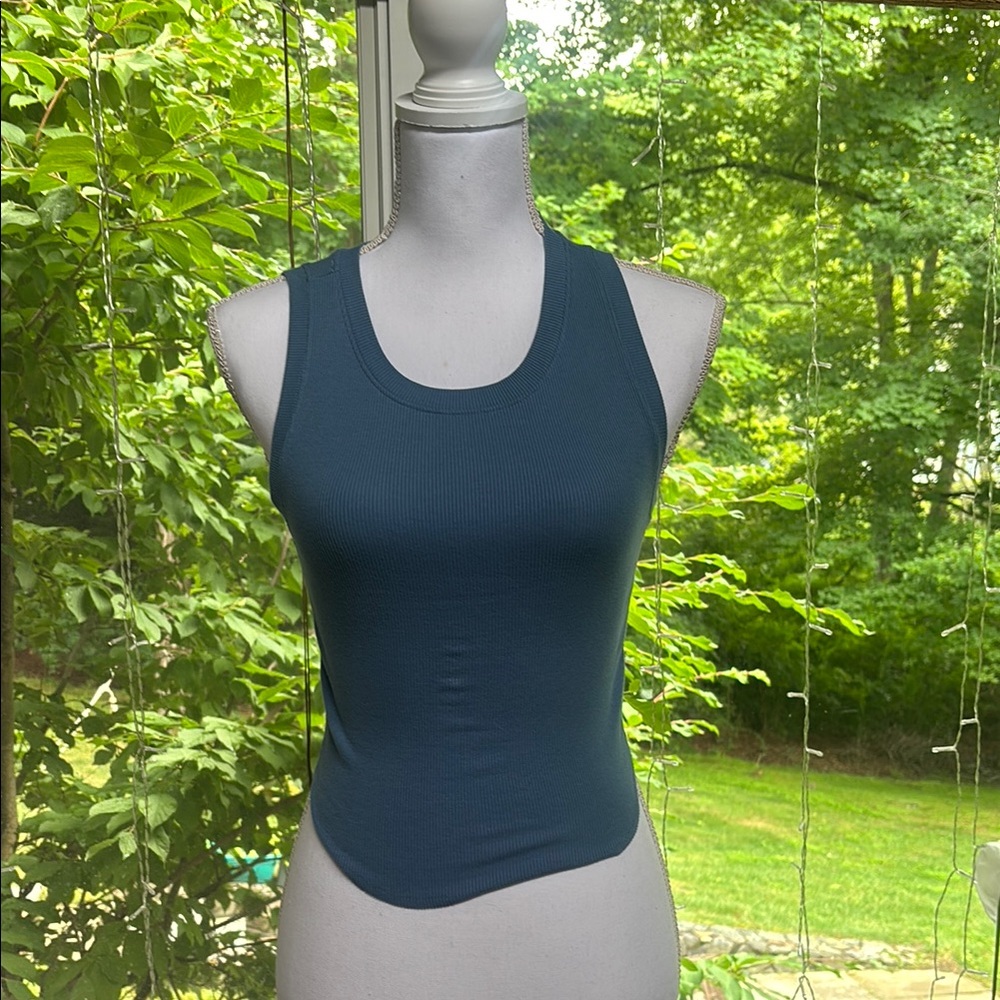 Teal Sleeveless Ribbed Women's tank Top